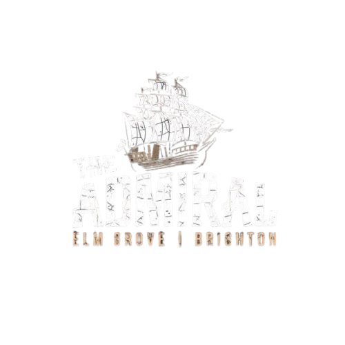Logo with a sailing ship above the text "The Admiral" and smaller text "Grove Brighton" on a black background.