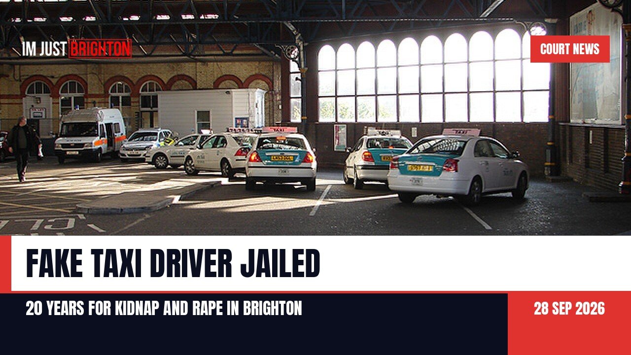 Licensed taxis queuing at the taxi rank at Brighton station
