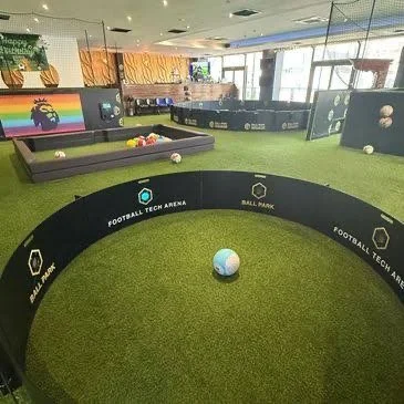 The football tech arena and pool-style football tables inside Ball Park at Brighton Marina