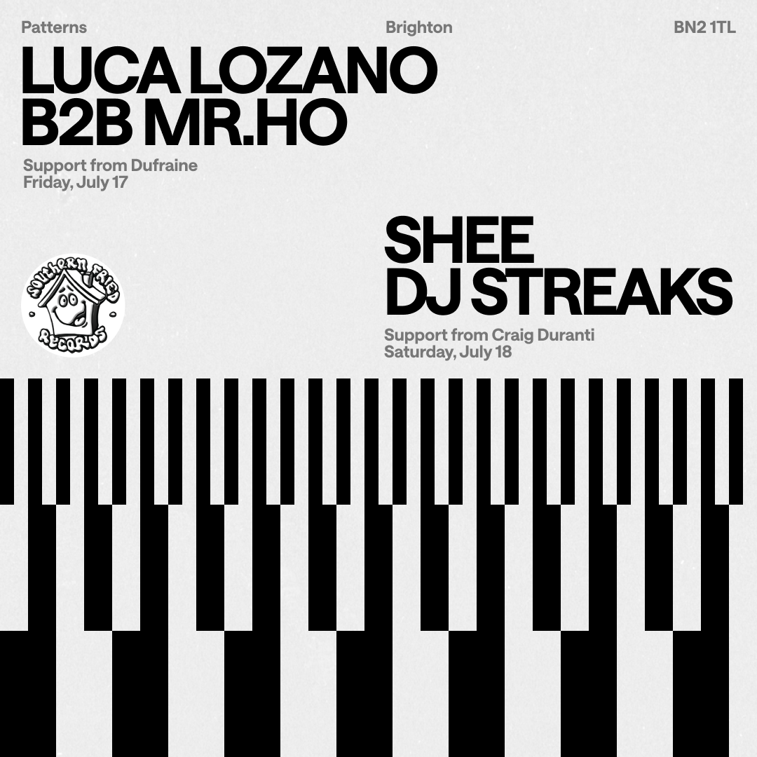 Southern Fried Records Big Beach Boutique afterparty lineup artwork with piano key design
