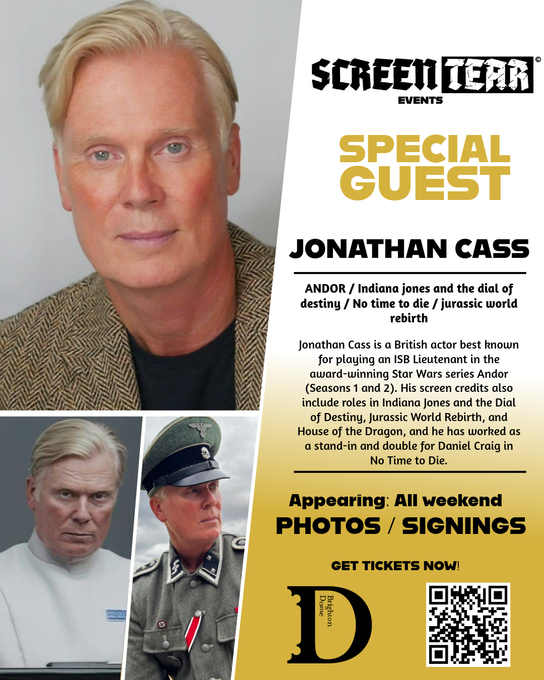 Actor Jonathan Cass, special guest at Brighton and Hove Comic Con, known for Andor