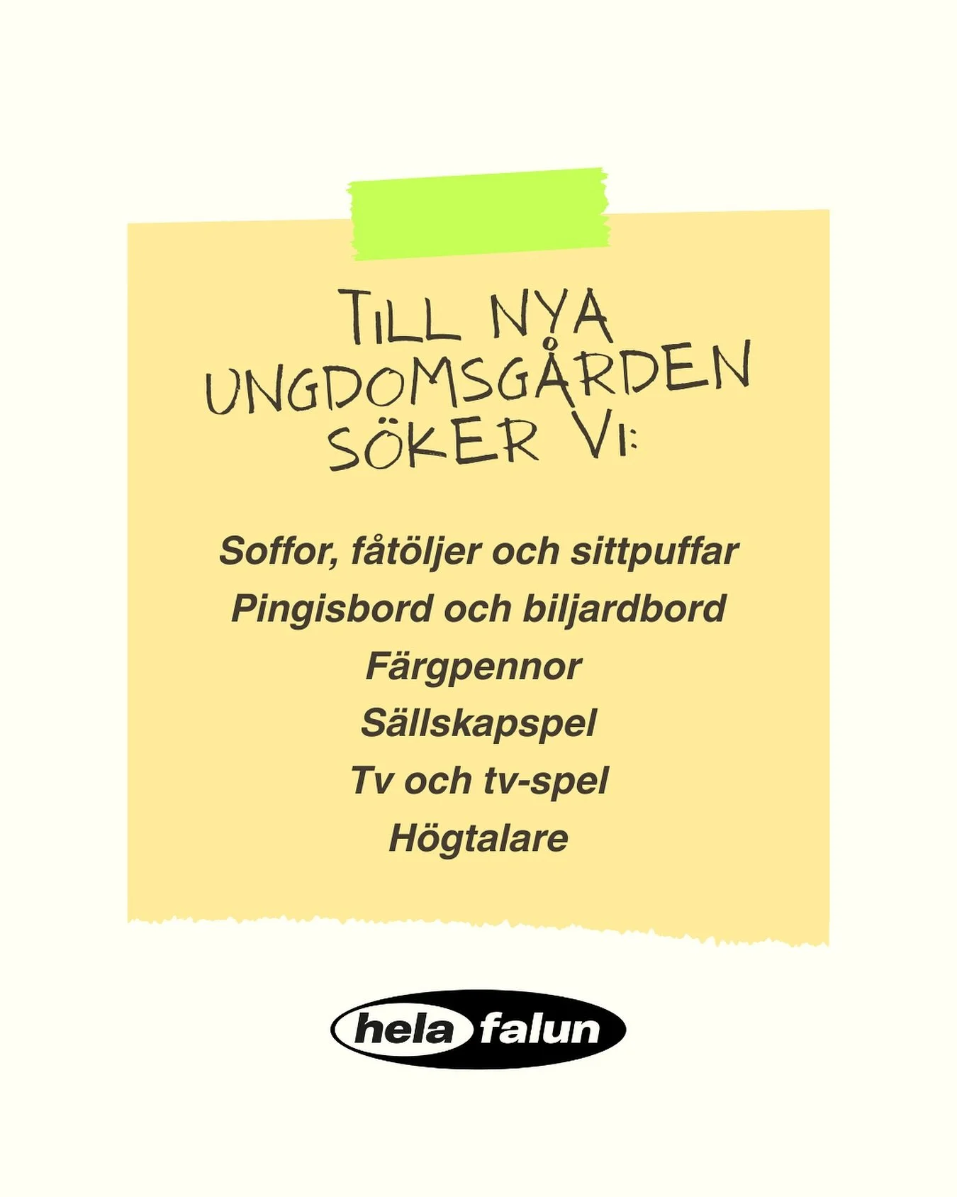 Hojta till oss p&aring; sociala medier eller till louise@helafalun.se om du har n&aring;got du vill och kan bidra med - privat eller genom ditt f&ouml;retag! Tack sn&auml;lla p&aring; f&ouml;rhand 💛 Och s&aring;klart: tack till er som redan bidragit