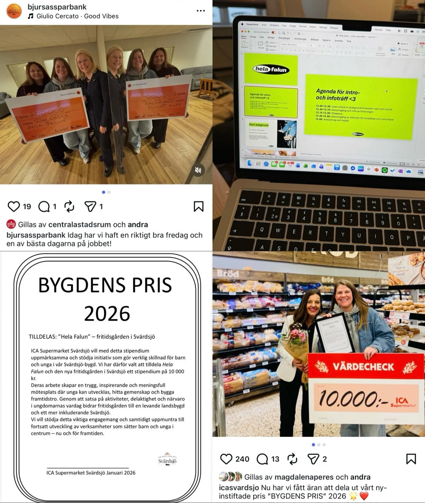 En helt fantastisk vecka f&ouml;r Hela Falun f&ouml;rra veckan 💚 Vi hade introduktion med v&aring;r nya deltidspersonal p&aring; &Aring;sg&aring;rden, vi fortsatte fixet i lokalen &ndash; och vi fick framf&ouml;r allt TV&Aring; helt otroliga besked: