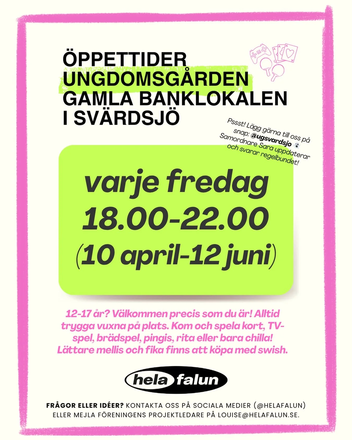 Ungdomsg&aring;rden i Sv&auml;rdsj&ouml; &ouml;ppen varje fredag fram till sommaren 🎉