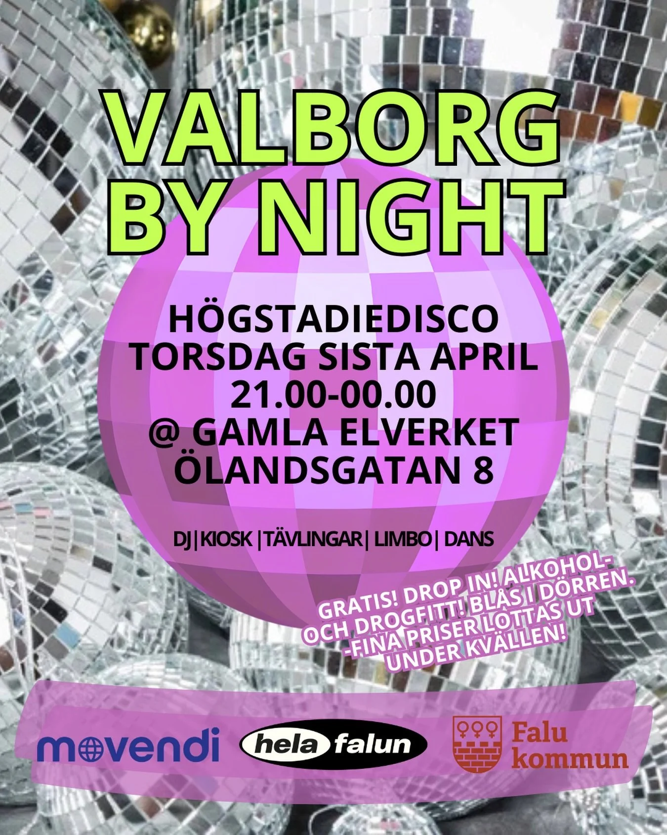 Disco f&ouml;r h&ouml;gstadieungdomar p&aring; Valborgskv&auml;llen - hj&auml;lp oss g&auml;rna sprida infon (och hojta om du som vuxen kan och vill st&auml;lla upp som volont&auml;r!) 🪩