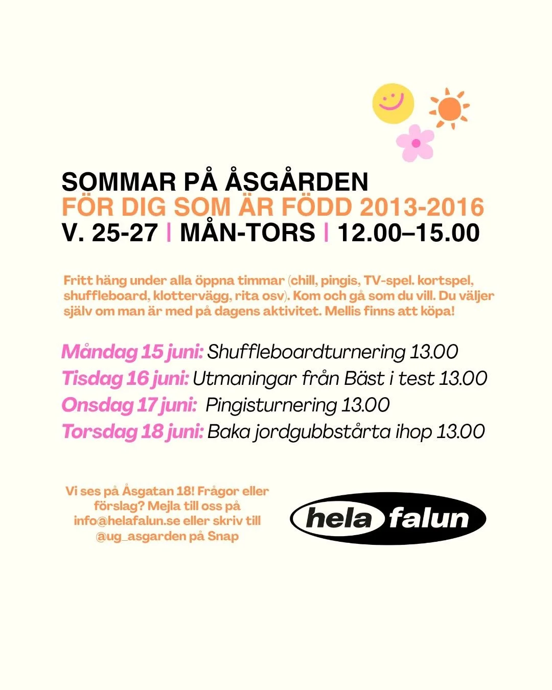 Gl&ouml;m inte att vi h&aring;ller &ouml;ppet f&ouml;r er som &auml;r f&ouml;dda 2013-2016 fr&aring;n och med n&auml;sta vecka! V&auml;lkomna! :D