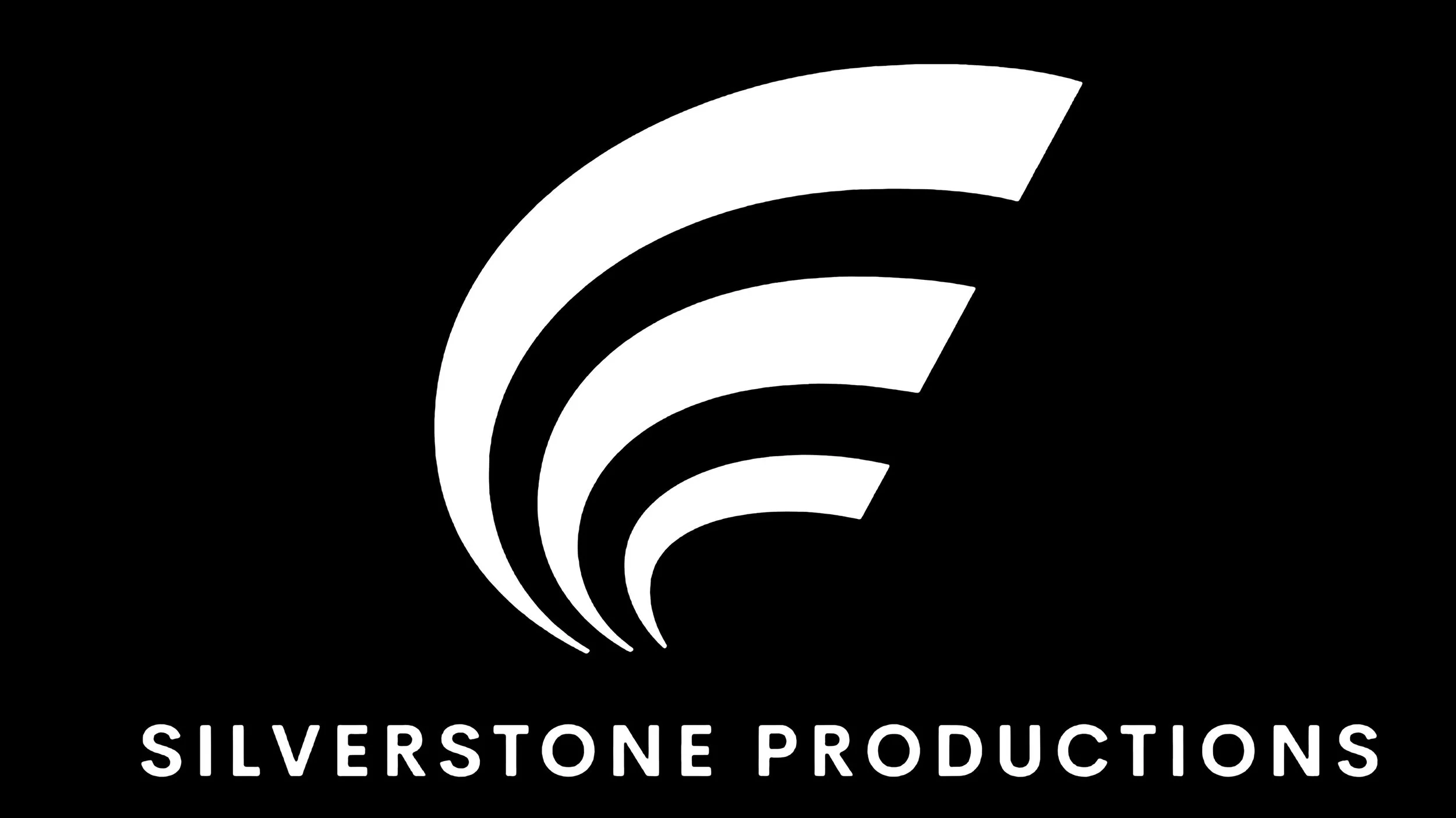 Black background with a white stylized logo resembling a series of curved lines, and the words 'SILVERSTONE PRODUCTIONS' in white capital letters below.