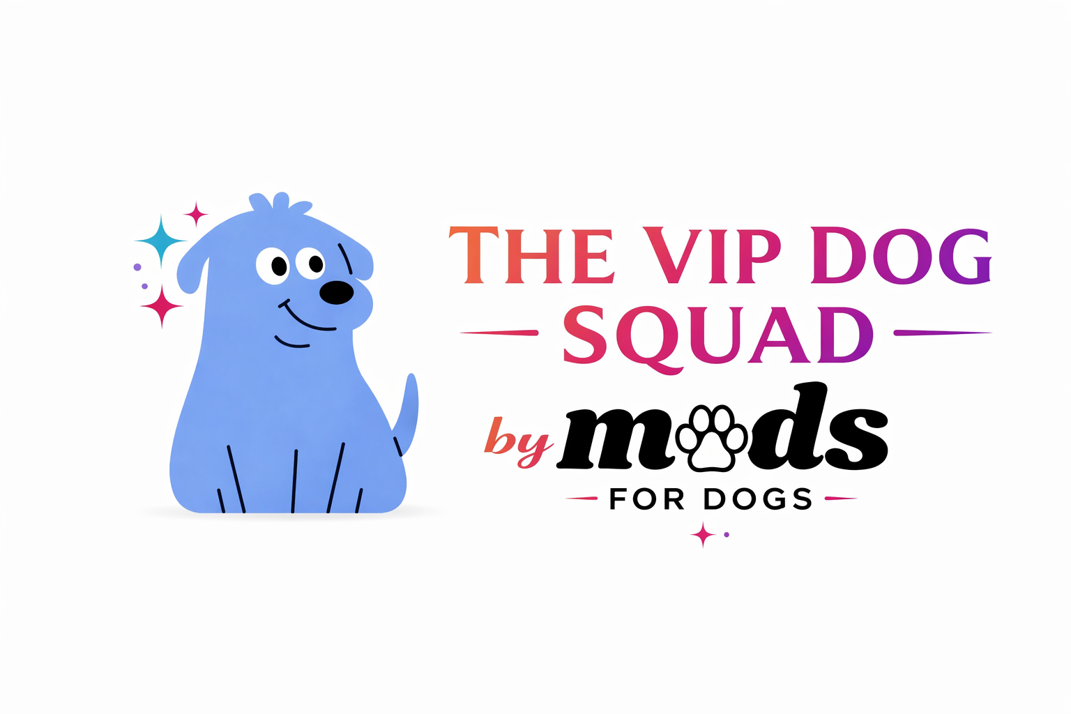 Logo for VIP Dogs Squad featuring a dog and Mads for dogs logo