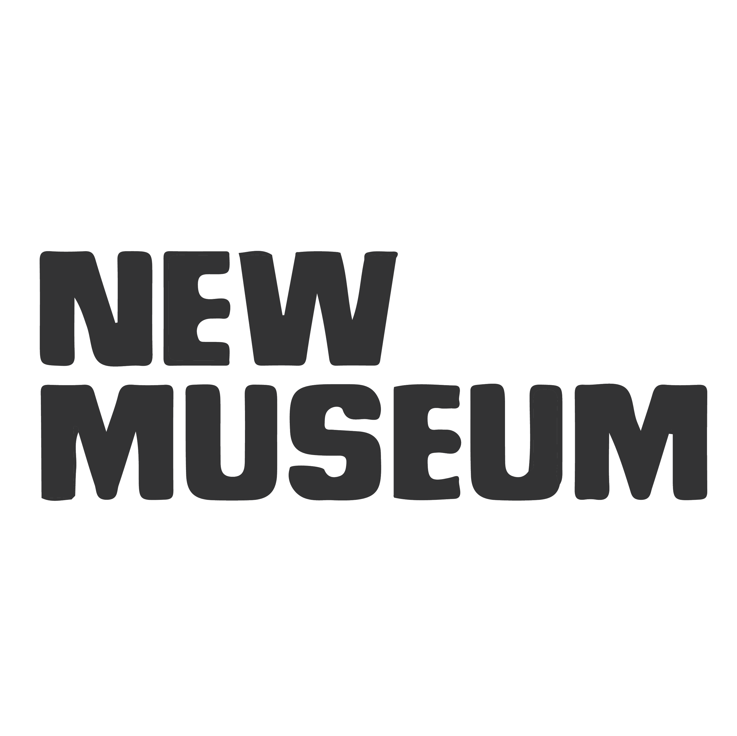 Logo for the New Museum featuring black text on a transparent background.