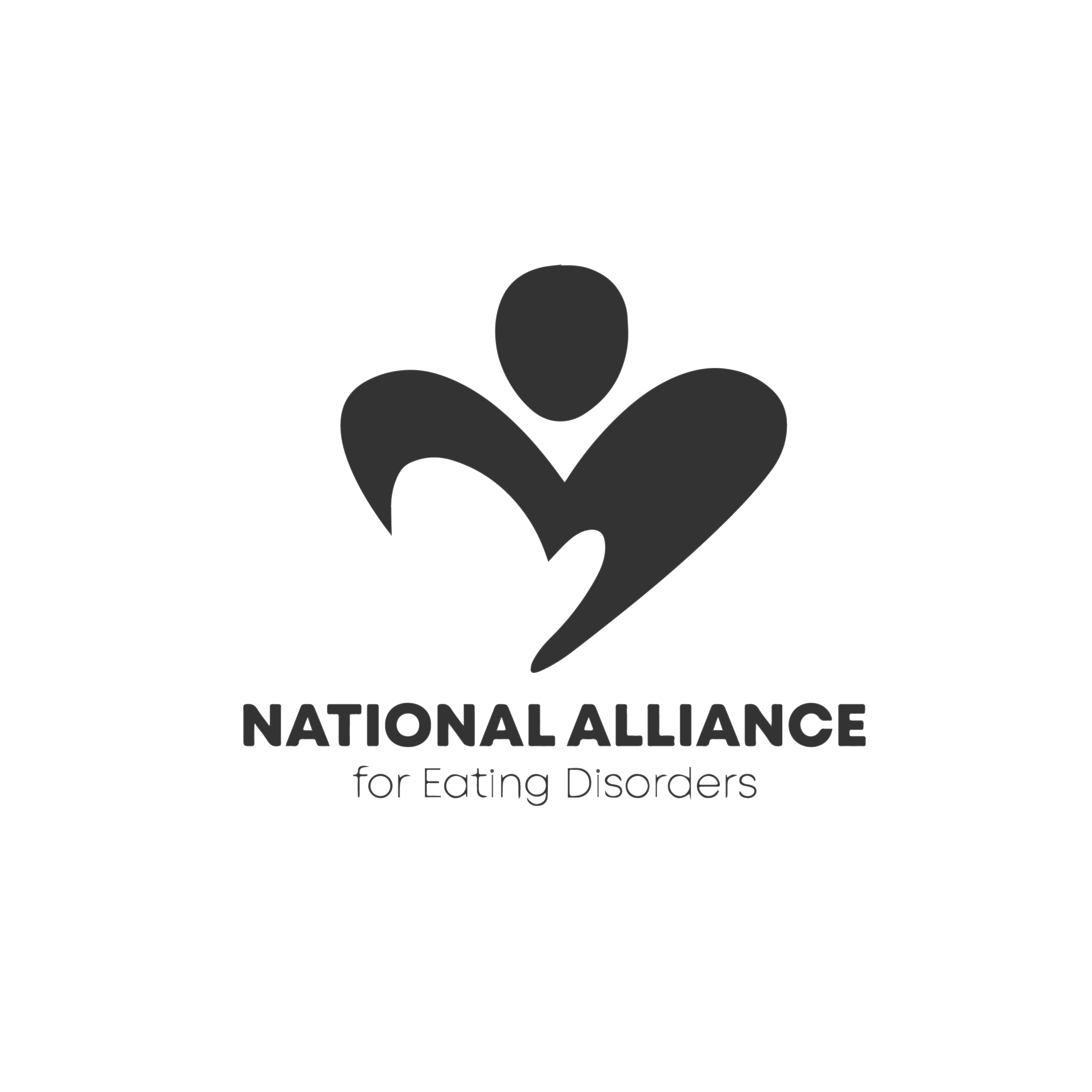 Logo for the National Alliance for Eating Disorders, depicting a stylized heart with a person figure inside.