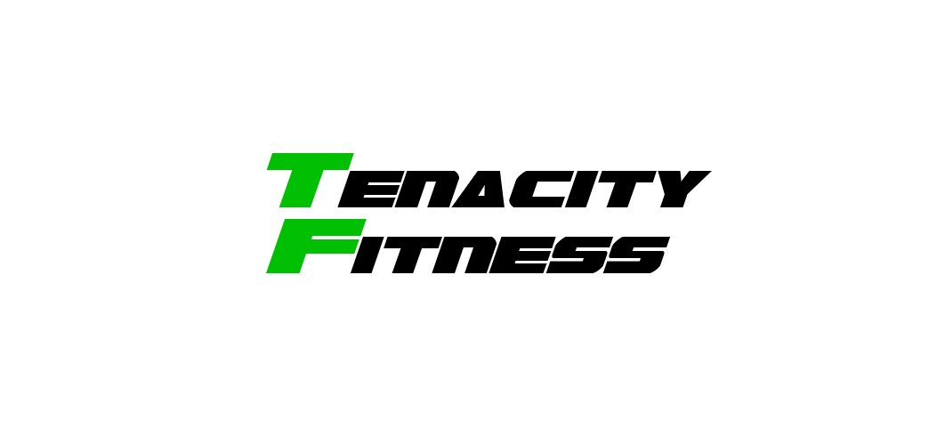 Logo for Tenacity Fitness with stylized green and black text on a white background.