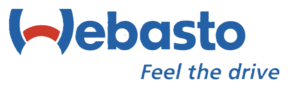 Webasto logo with tagline 'Feel the drive' in blue and red colors.