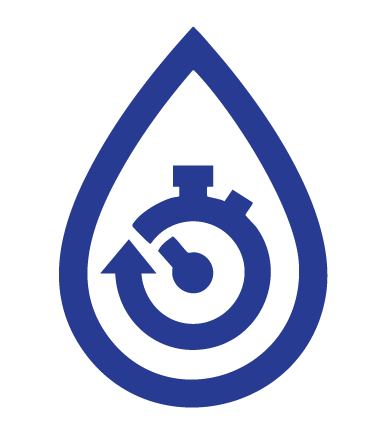 Logo of a water droplet with a stopwatch inside it.