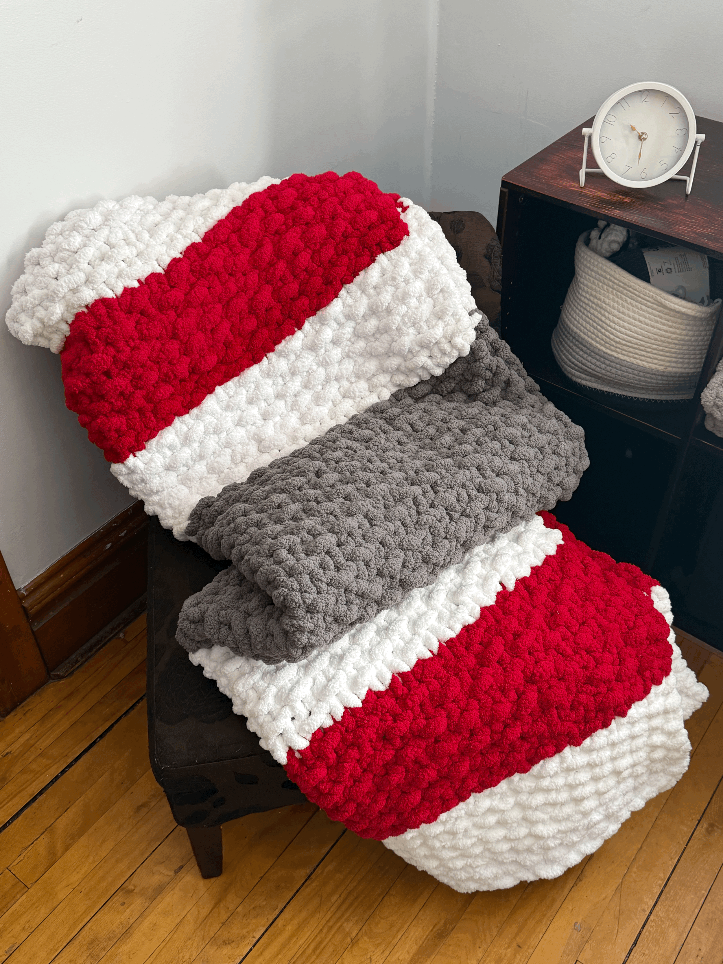 Seed Stitch Sock Monkey-Inspired Throw Blanket