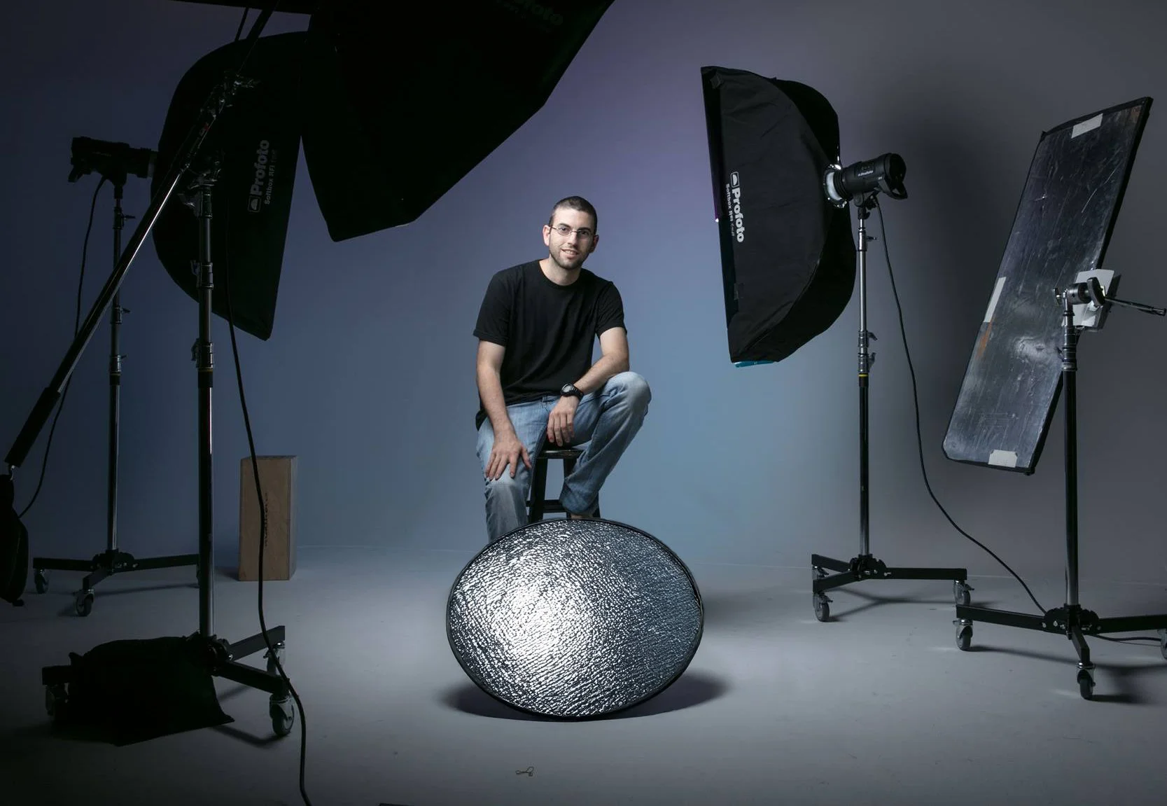 Celebrity photographer Noam Galai in his photo studio ahead of a campaign photoshoot