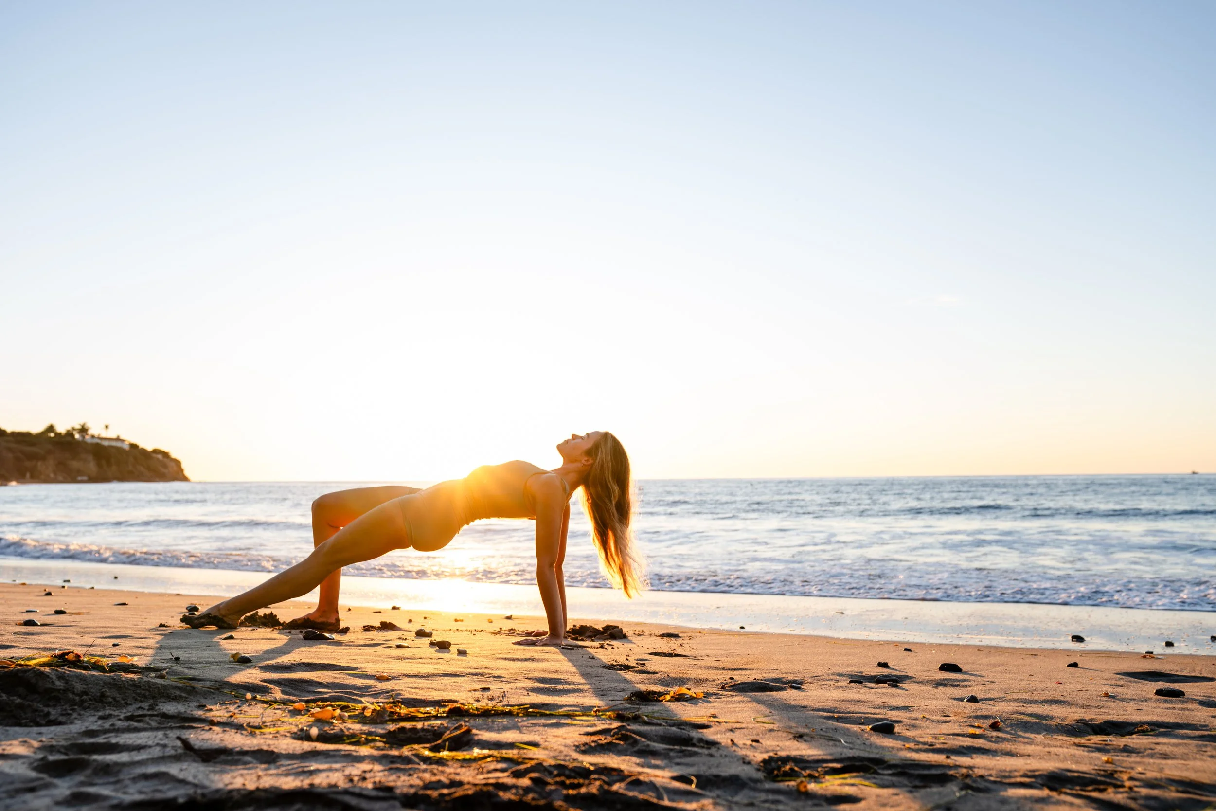 Pilates pose at Californian Beach