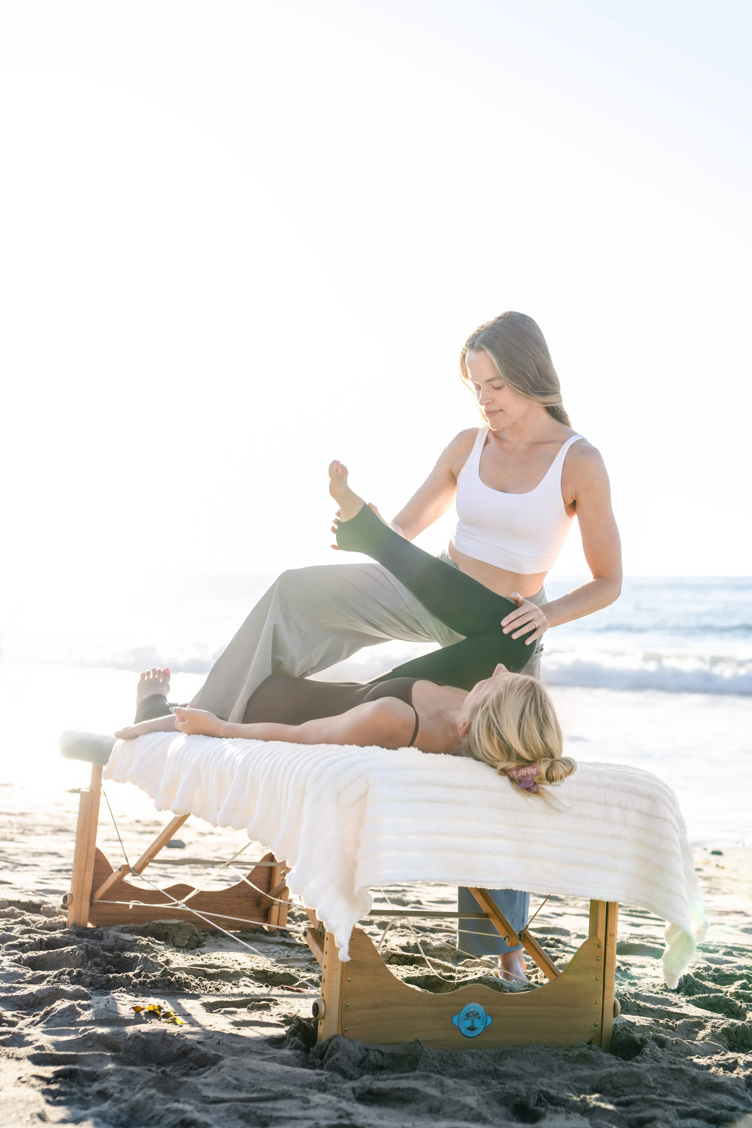 Stretch therapy at the beach