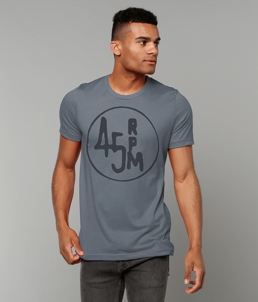 bloodsweatandtees | 45 RPM Selectors Choice t-shirt GREY/Steel_blue_model