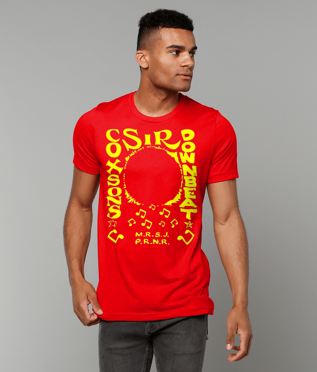 bloodsweatandtees | Sir Coxsons Downbeat t-shirt YLO/red_model