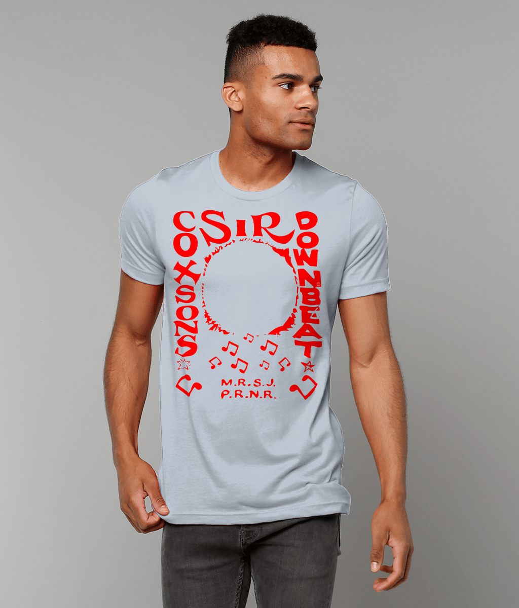 bloodsweatandtees | Sir Coxsons Downbeat t-shirt RED/Light_blue_model