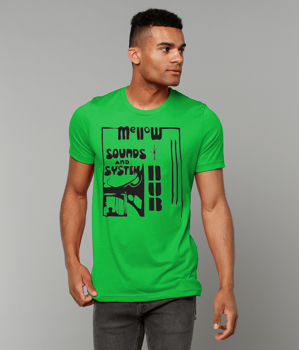bloodsweatandtees | Mellow Sounds and System Dub t-shirt BLACK/KellyGreen_model