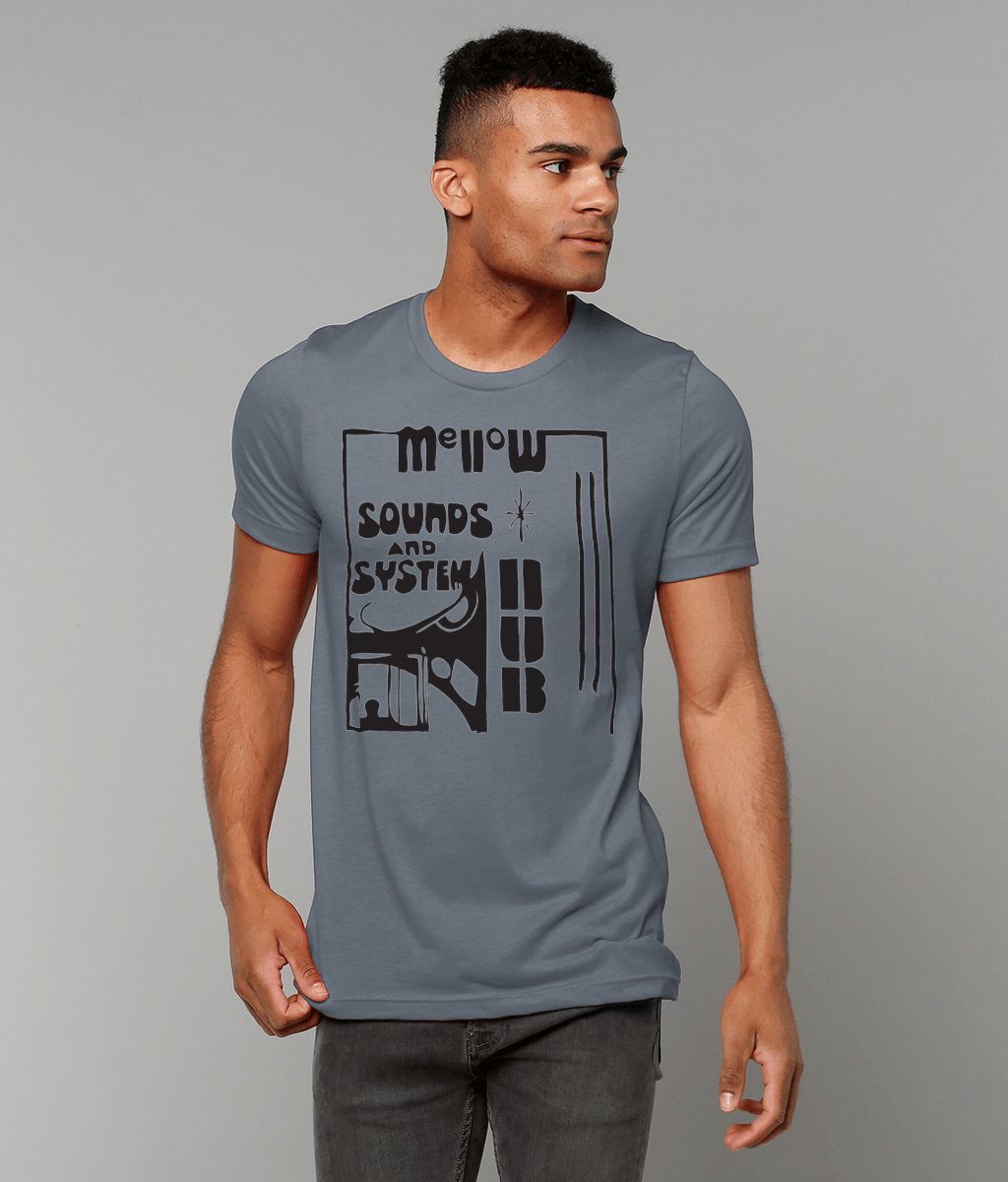 bloodsweatandtees | Mellow Sounds and System Dub t-shirt BLACK/SteelBlue_model