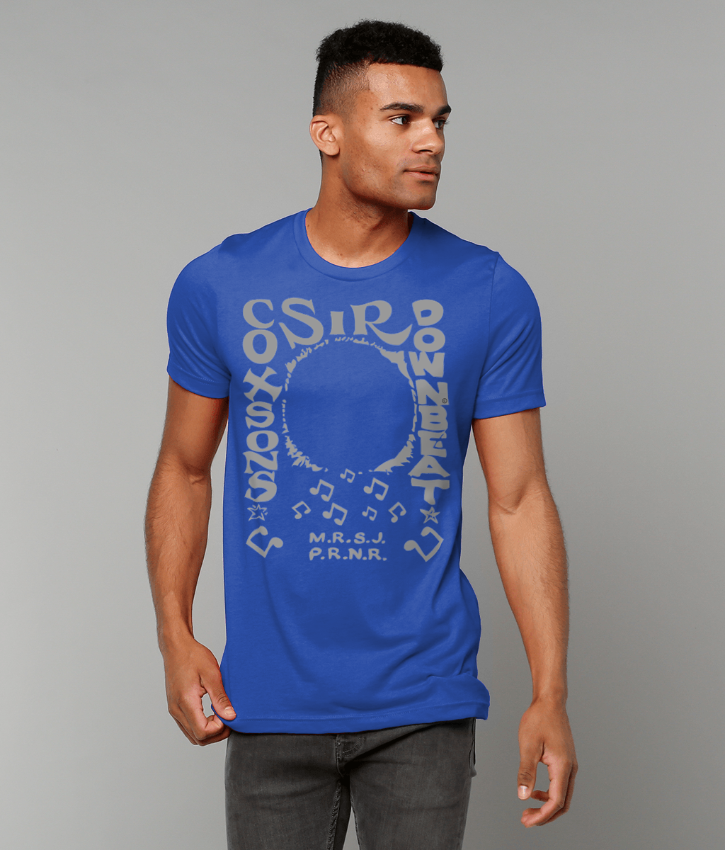 bloodsweatandtees | Sir Coxsons Downbeat t-shirt GREY/RoyalBlue_model