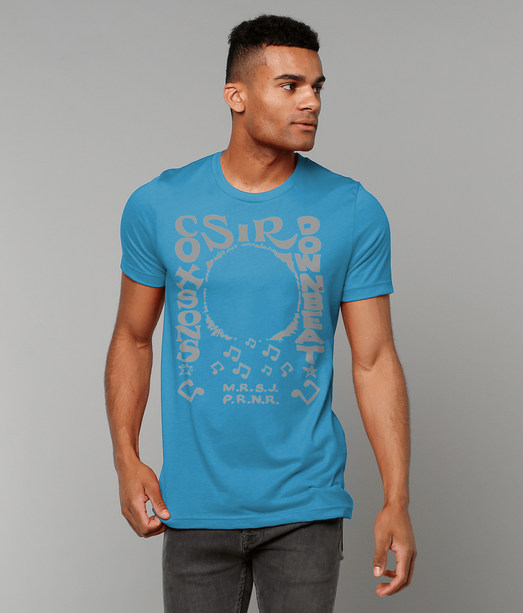 bloodsweatandtees | Sir Coxsons Downbeat t-shirt GREY/Aqua_Blue_model