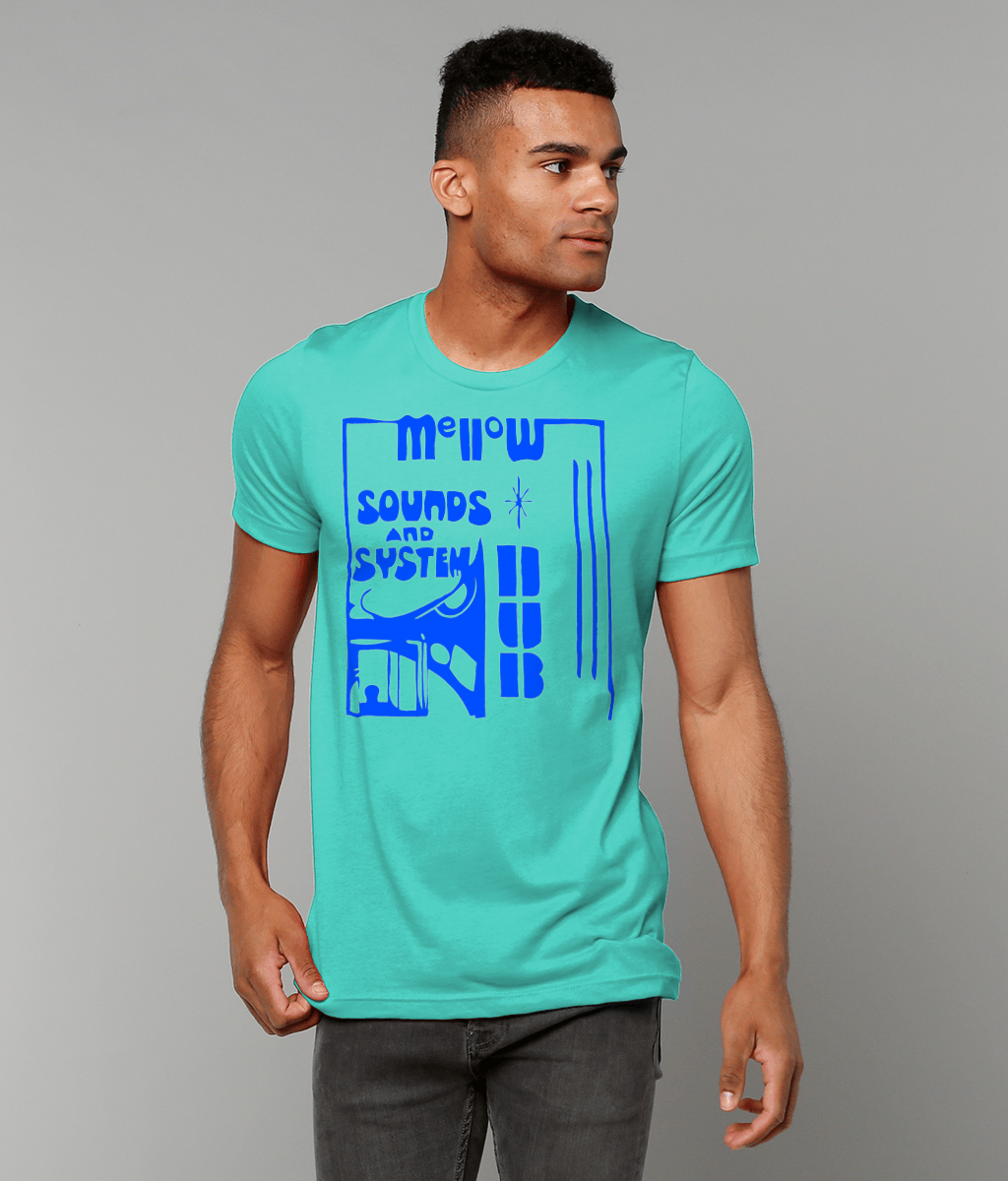 bloodsweatandtees | Mellow Sounds and System Dub t-shirt BLUE/Teal_model