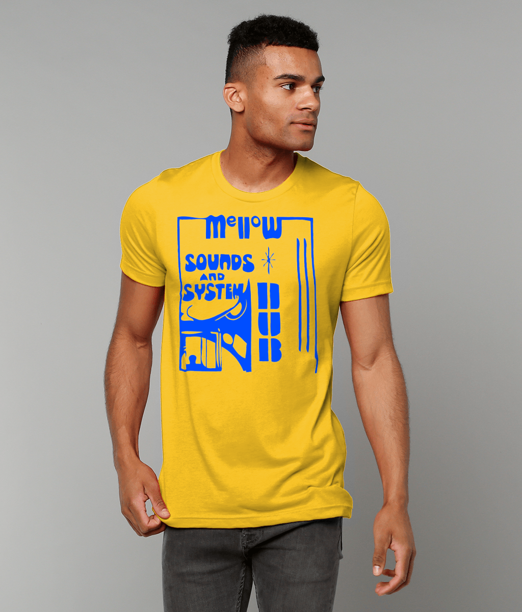 bloodsweatandtees | Mellow Sounds and System Dub t-shirt BLUE/Gold_model