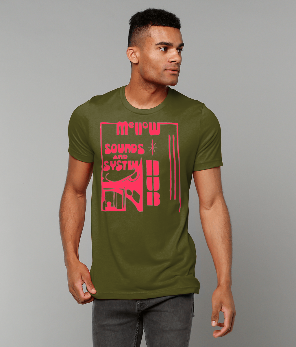 bloodsweatandtees | Mellow Sounds and System Dub t-shirt RED/Olive_model