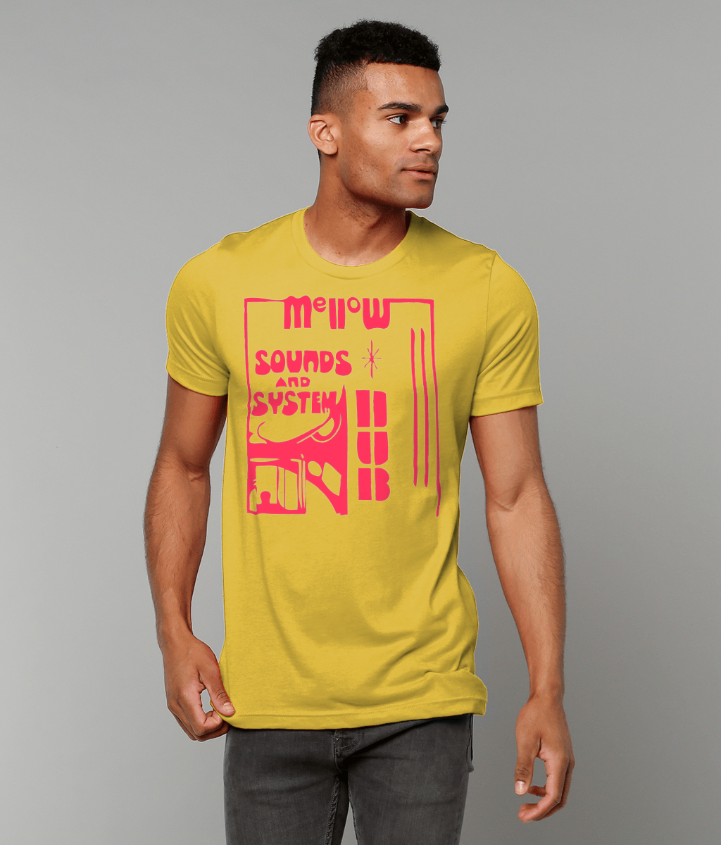 bloodsweatandtees | Mellow Sounds and System Dub t-shirt RED/Maize_yellow_model