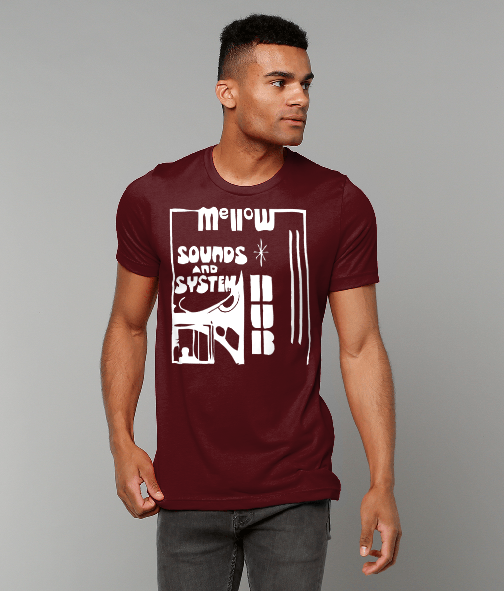 bloodsweatandtees | Mellow Sounds and System Dub t-shirt WHITE/Maroon_model