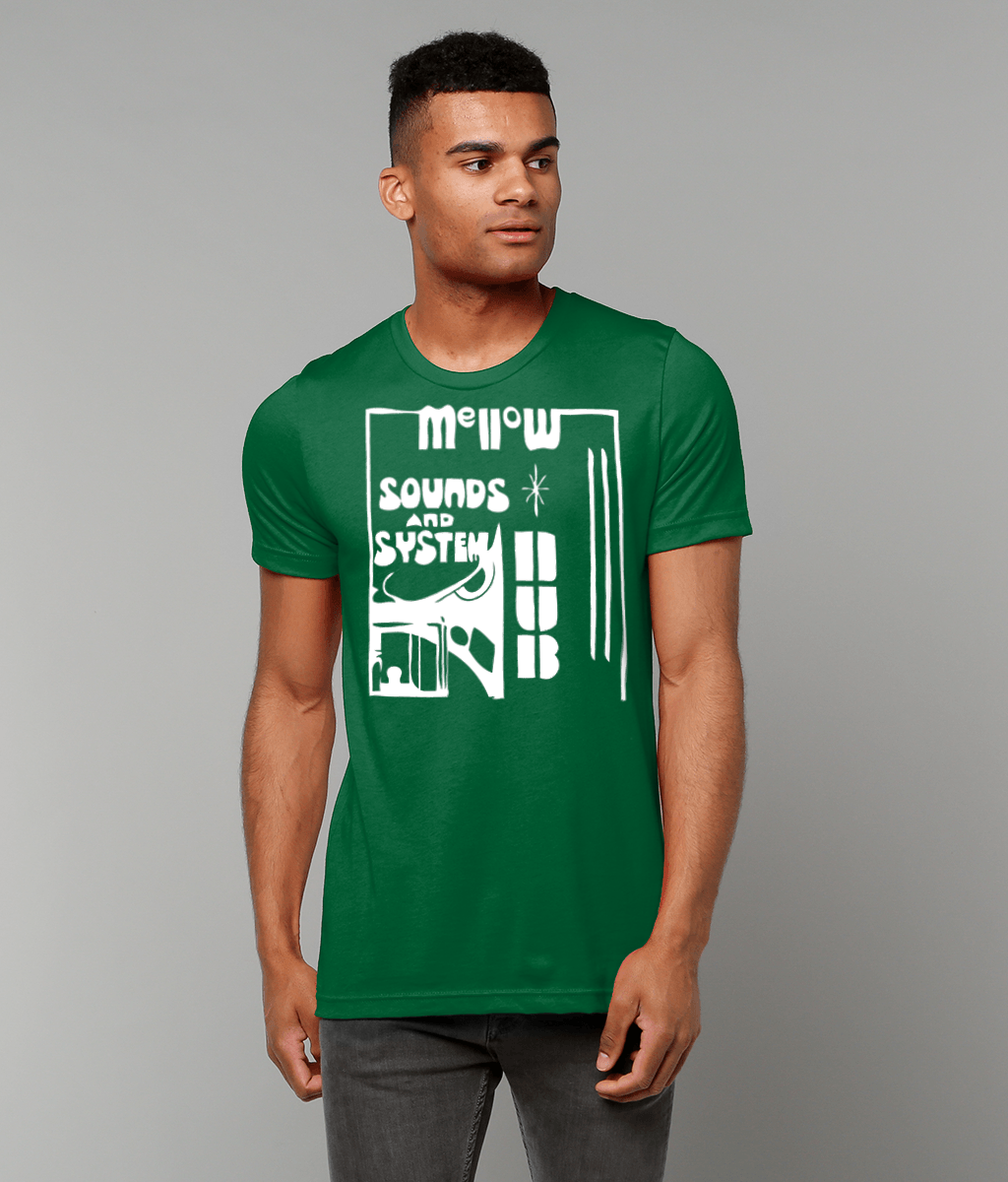 bloodsweatandtees | Mellow Sounds and System Dub t-shirt WHITE/EverGreen_model