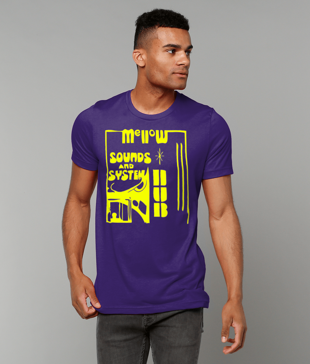 bloodsweatandtees | Mellow Sounds and System Dub t-shirt YLO/Purple_model