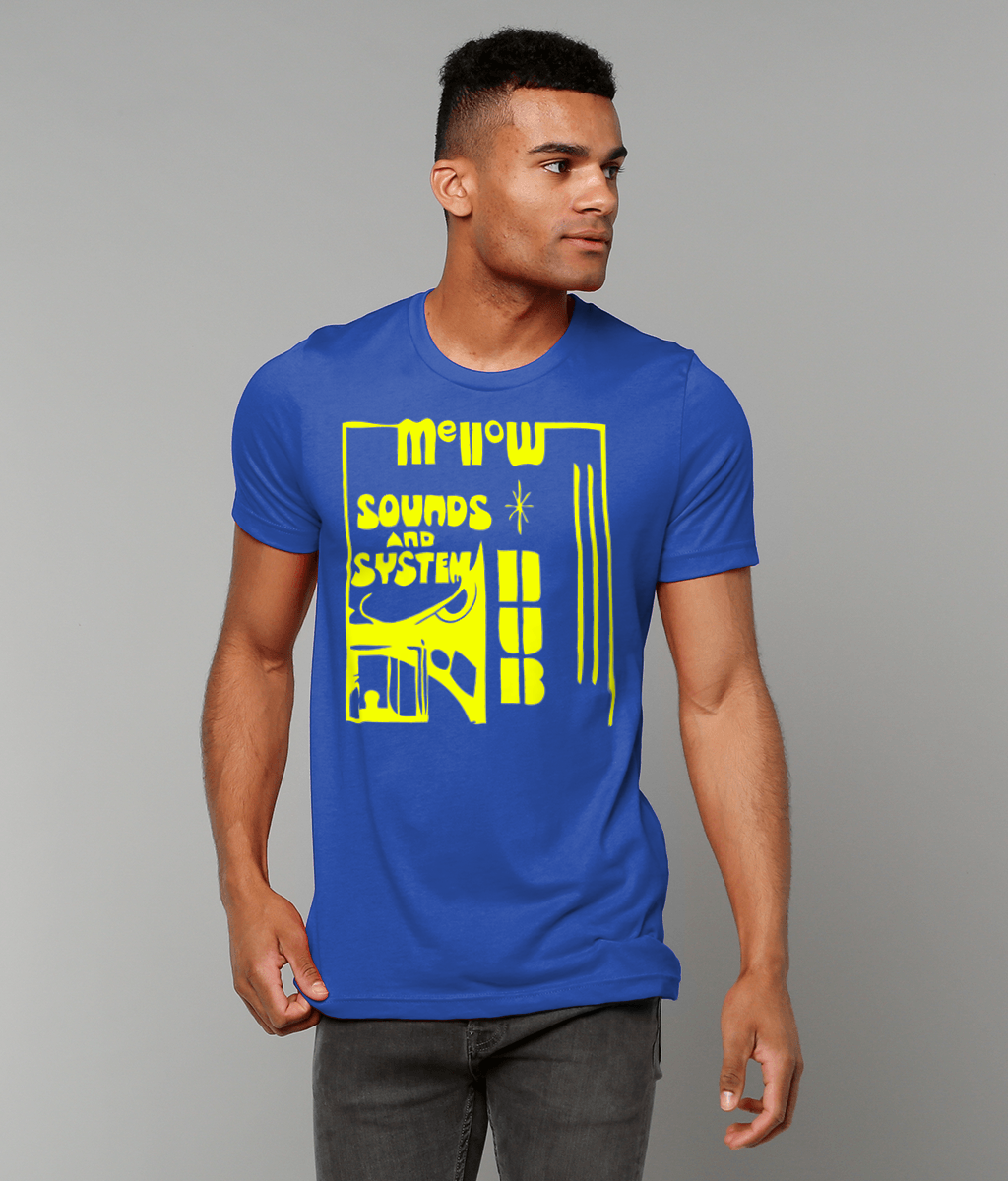 bloodsweatandtees | Mellow Sounds and System Dub t-shirt YLO/RoyalBlue_model