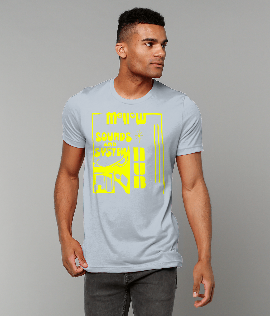 bloodsweatandtees | Mellow Sounds and System Dub t-shirt YLO/LightBlue_model