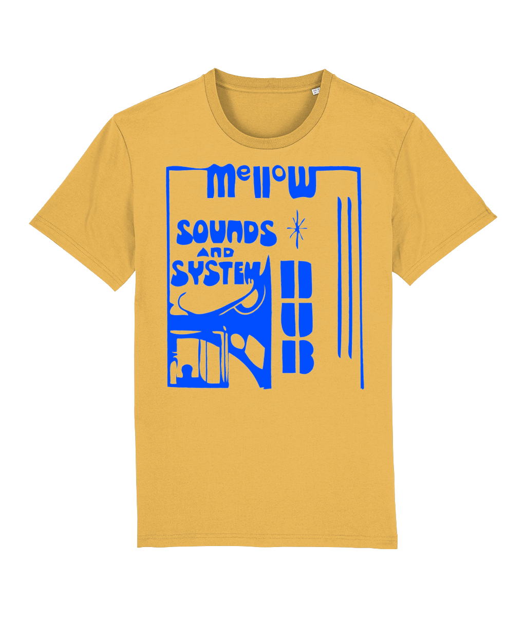 bloodsweatandtees | Organic Mellow Sounds and System Dub t-shirt BLUE/Spectra_Yellow