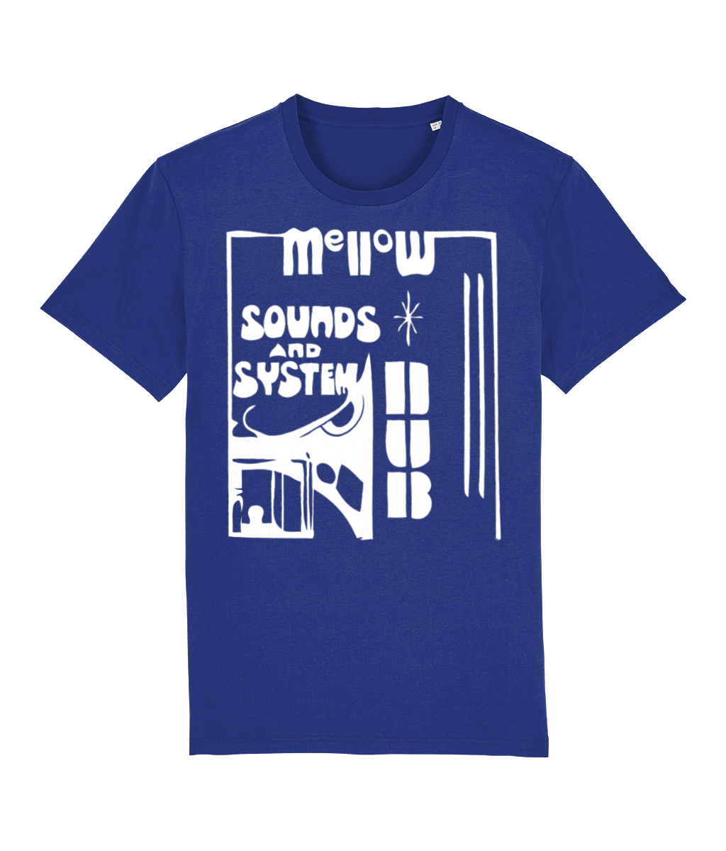 bloodsweatandtees | Organic Mellow Sounds and System Dub t-shirt WHITE/Worker_Blue