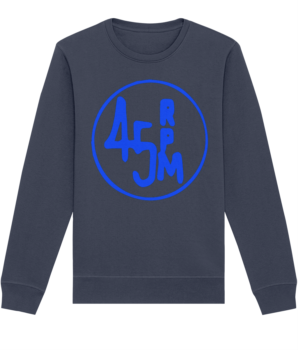bloodsweatandtees | 45 RPM Selectors Choice Organic Sweatshirt BLUE/ India_Ink_Grey
