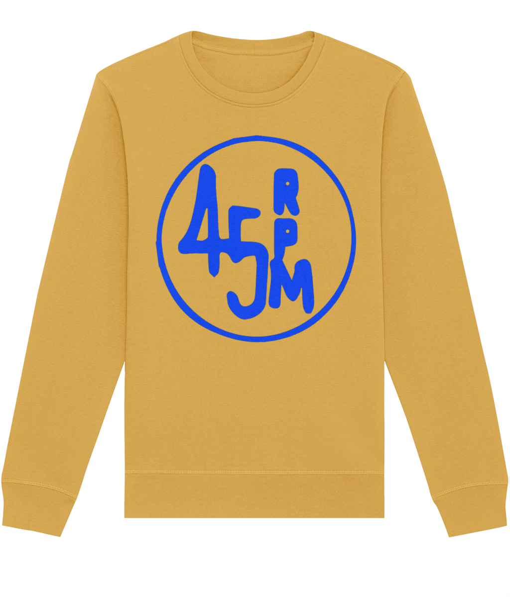 bloodsweatandtees | 45 RPM Selectors Choice Organic Sweatshirt BLUE/ Spectra_Yellow