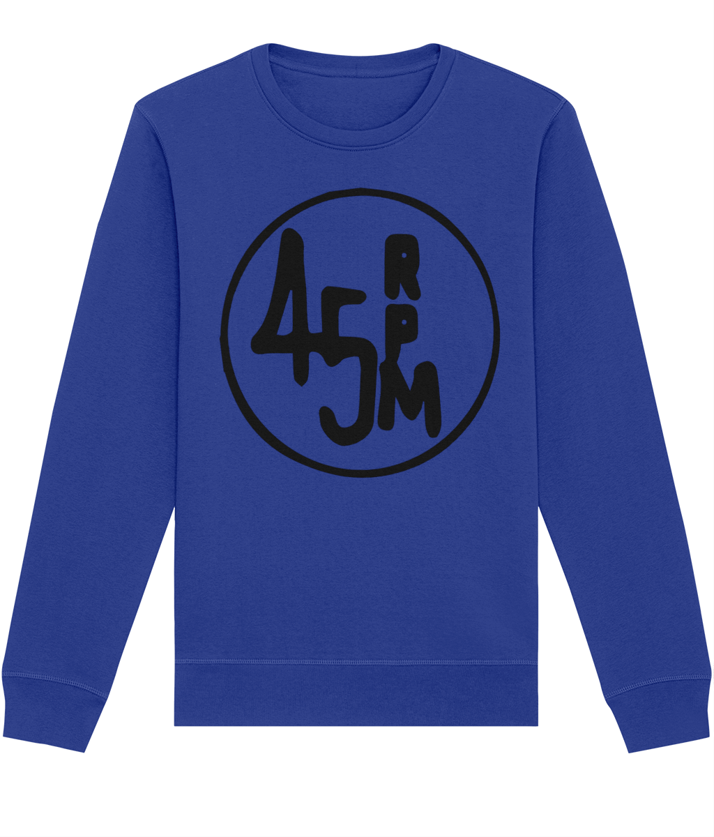 bloodsweatandtees | 45 RPM Selectors Choice Organic Sweatshirt BLACK/ Royal_Blue