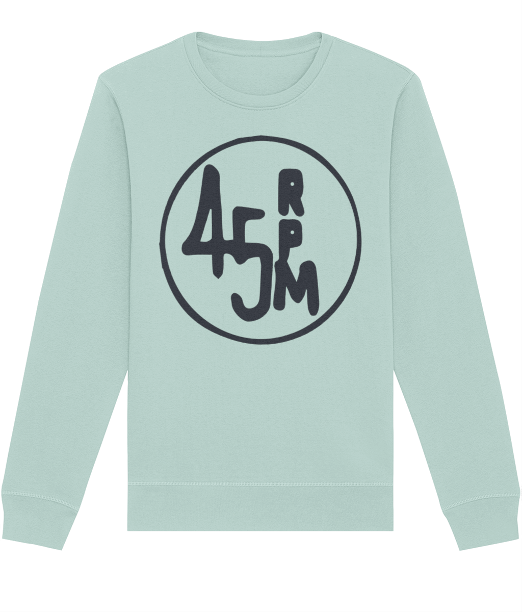 bloodsweatandtees | 45 RPM Selectors Choice Organic Sweatshirt GREY/ Caribbean_Blue