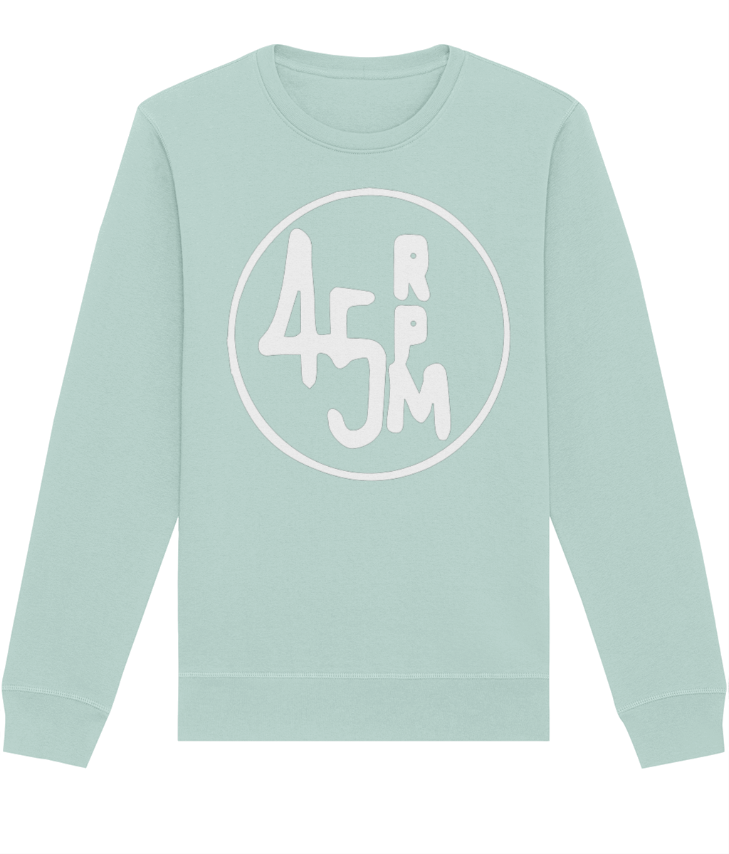 bloodsweatandtees | 45 RPM Selectors Choice Organic Sweatshirt WHITE/ Caribbean_Blue
