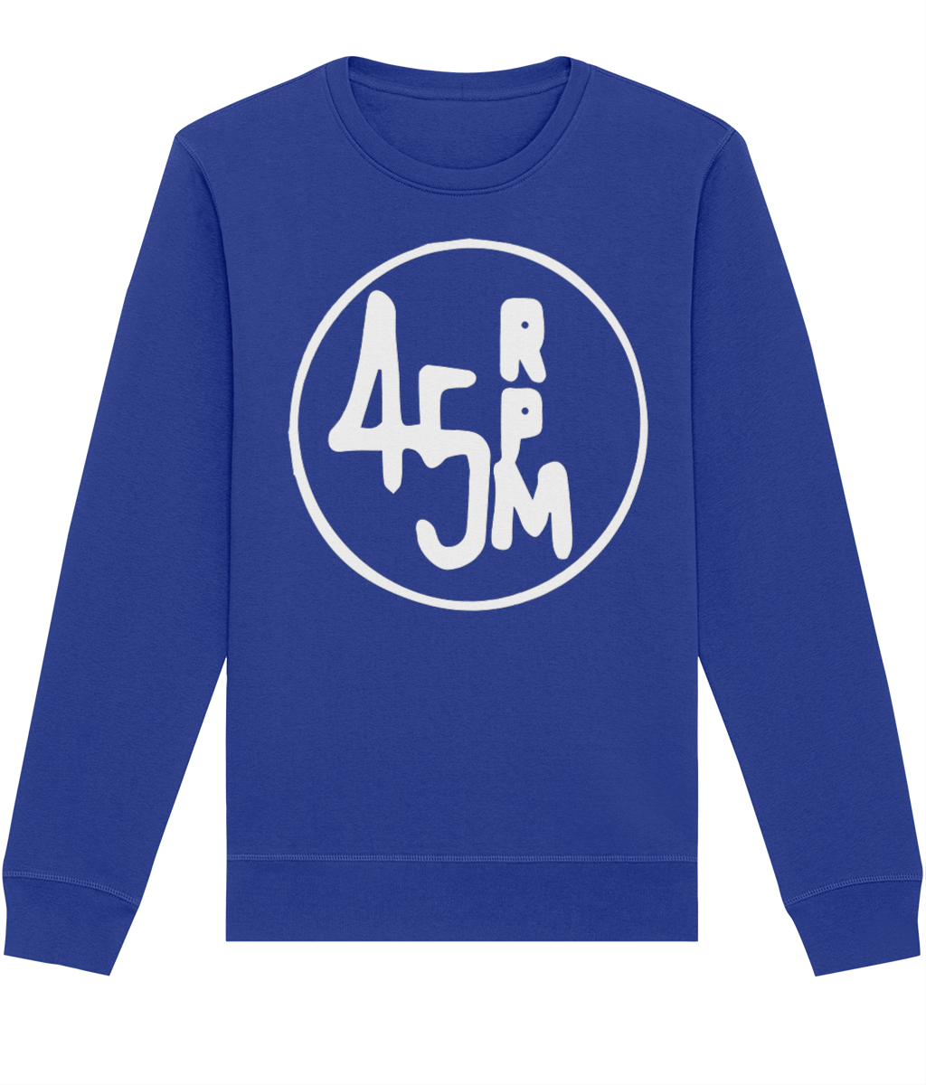 bloodsweatandtees | 45 RPM Selectors Choice Organic Sweatshirt WHITE/ Royal_Blue
