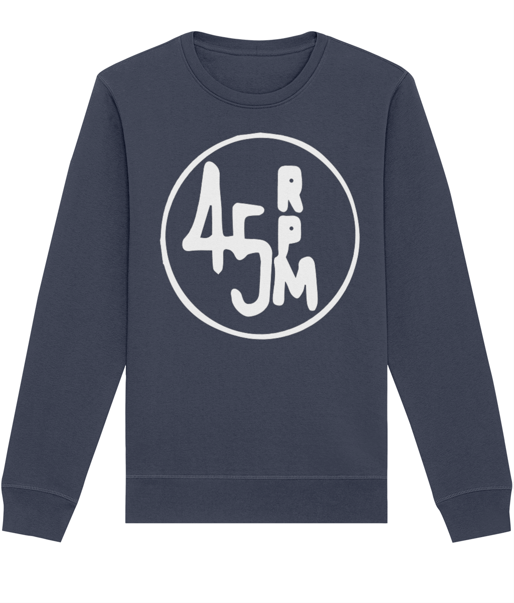bloodsweatandtees | 45 RPM Selectors Choice Organic Sweatshirt WHITE/ India_Ink_Grey