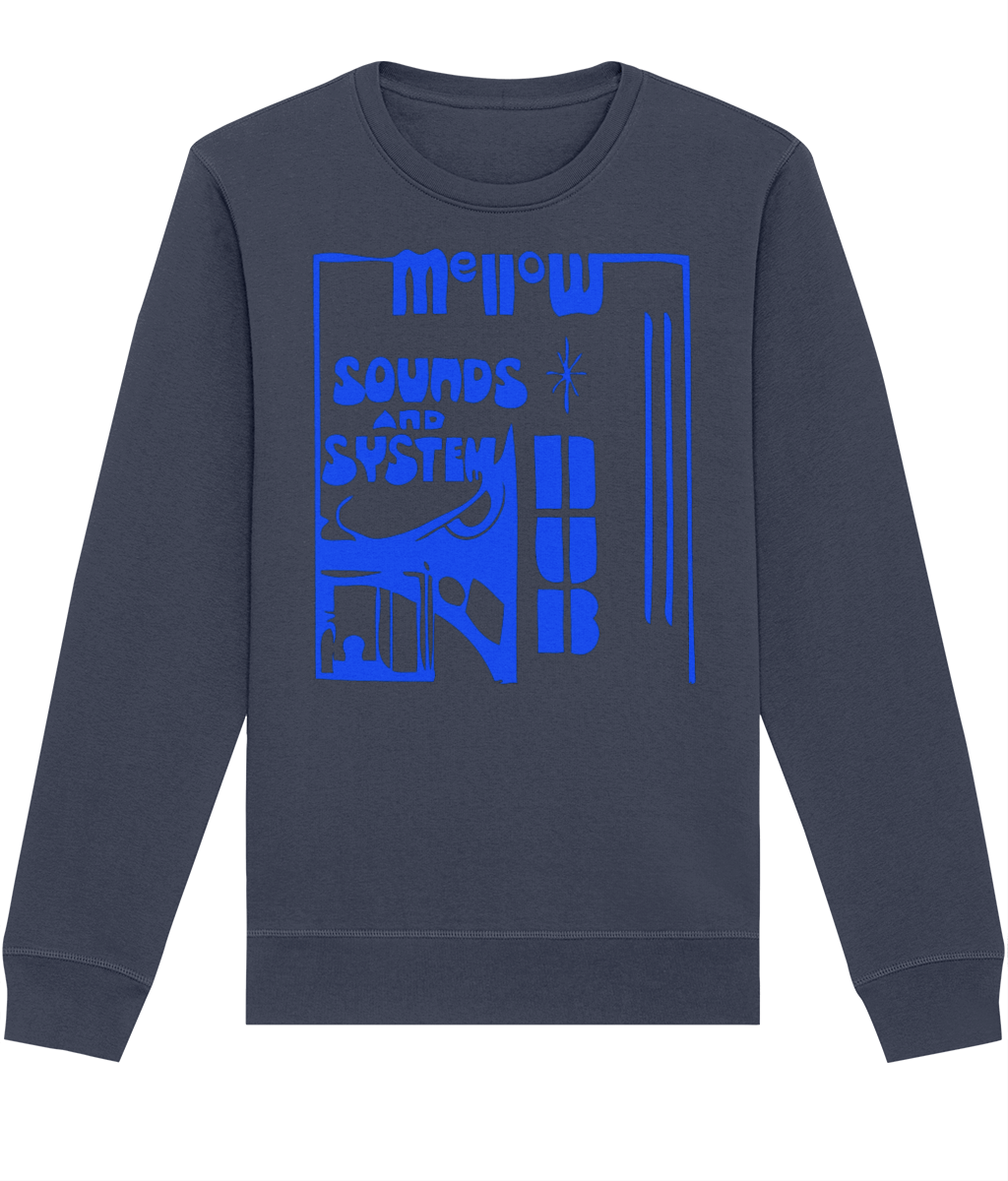 bloodsweatandtees | Mellow Sounds System Dub Organic Sweatshirt BLUE/ India_Ink_Grey