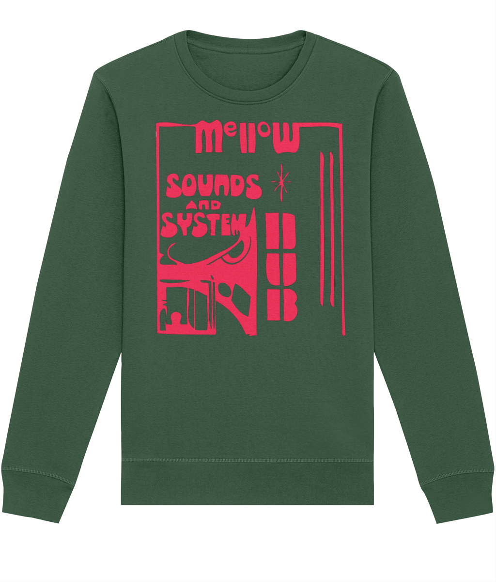 bloodsweatandtees | Mellow Sounds System Dub Organic Sweatshirt RED/ Bottle_Green