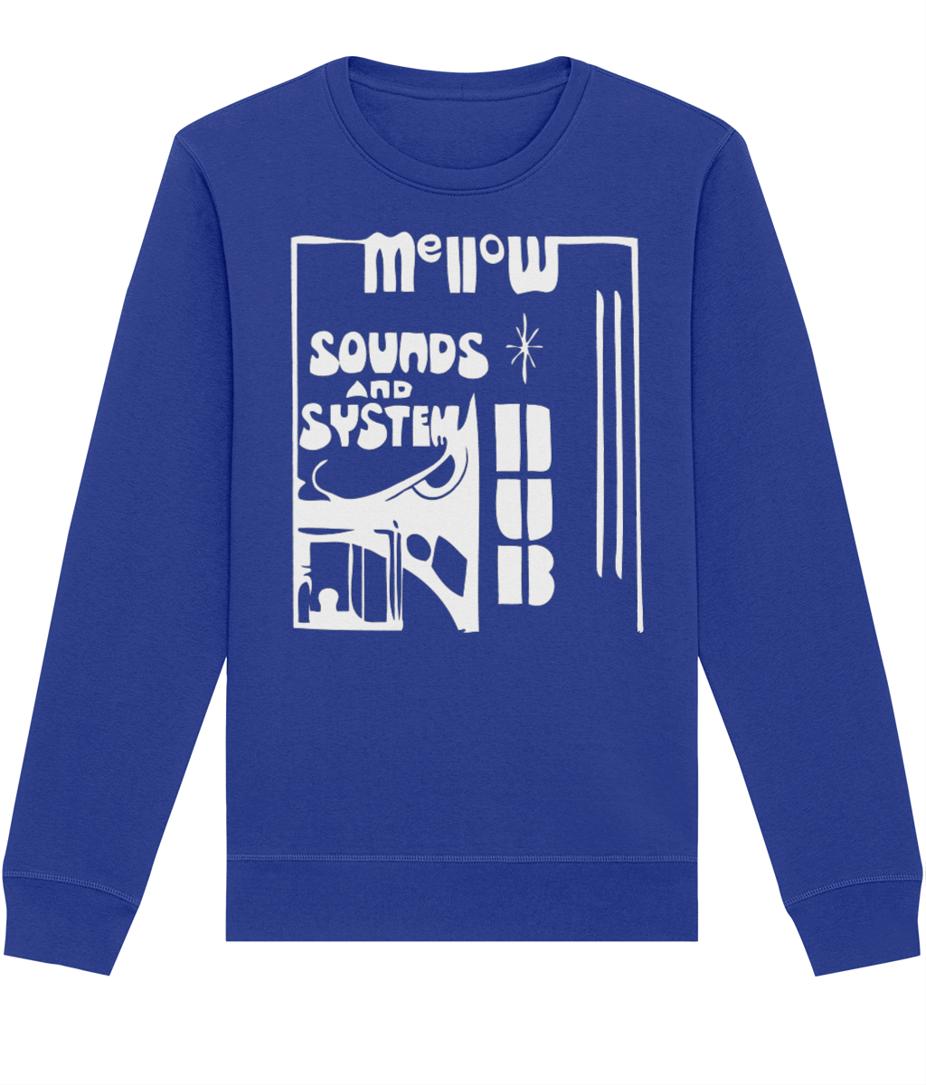 bloodsweatandtees | Mellow Sounds System Dub Organic Sweatshirt WHITE/ Royal_Blue