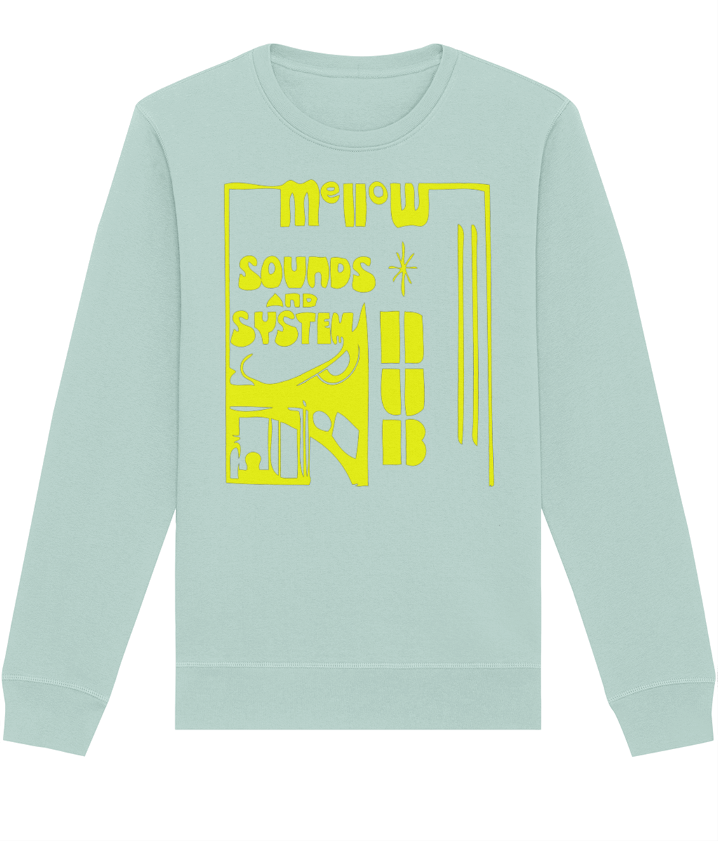 bloodsweatandtees | Mellow Sounds System Dub Organic Sweatshirt YELLOW/ Caribbean_Blue
